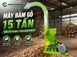Máy băm gỗ 15 tấn – công suất mạnh mẽ, xử lý nguyên liệu nhanh chóng cho dây chuyền sản xuất quy mô lớn.