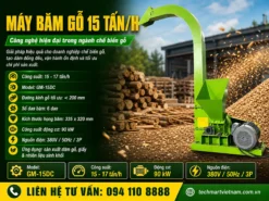 Máy băm gỗ 15 tấn/h GM-15DC - Công nghệ hiện đại trong ngành chế biến gỗ
