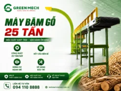 Máy băm gỗ 25 tấn – giải pháp xử lý nguyên liệu nhanh, khỏe, bền bỉ cho xưởng sản xuất.