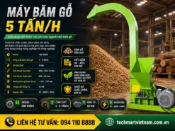 Máy băm gỗ 5 tấn – công suất mạnh mẽ, nâng cao năng suất cho dây chuyền chế biến gỗ.