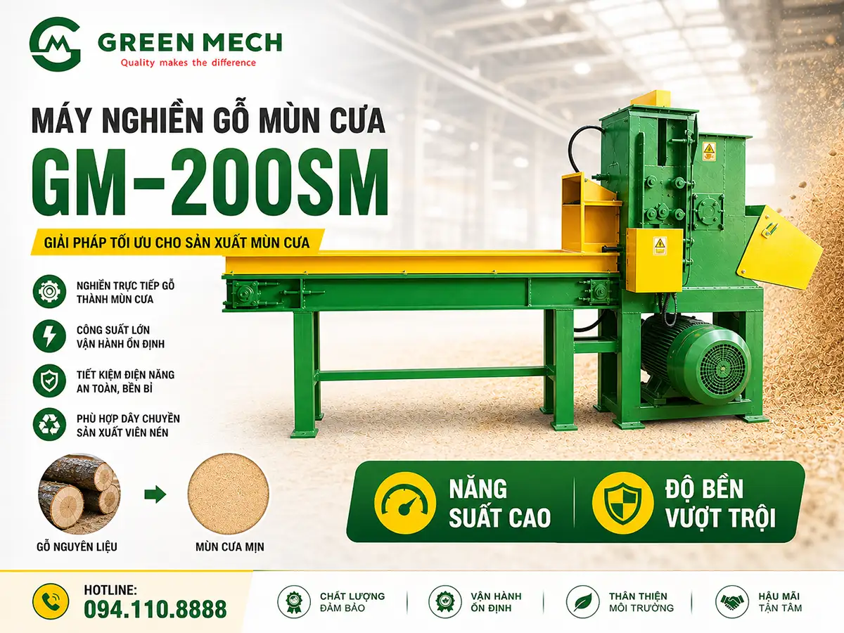 Máy nghiền gỗ GM-200SM chất lượng cao, hoạt động mạnh mẽ