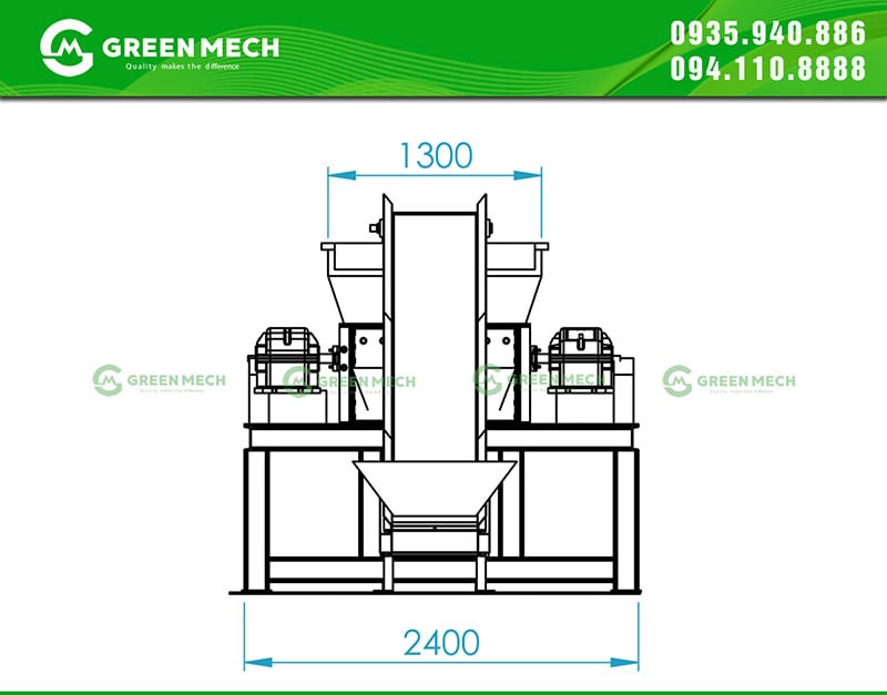 Bản vẽ máy nghiền gỗ 2 trục