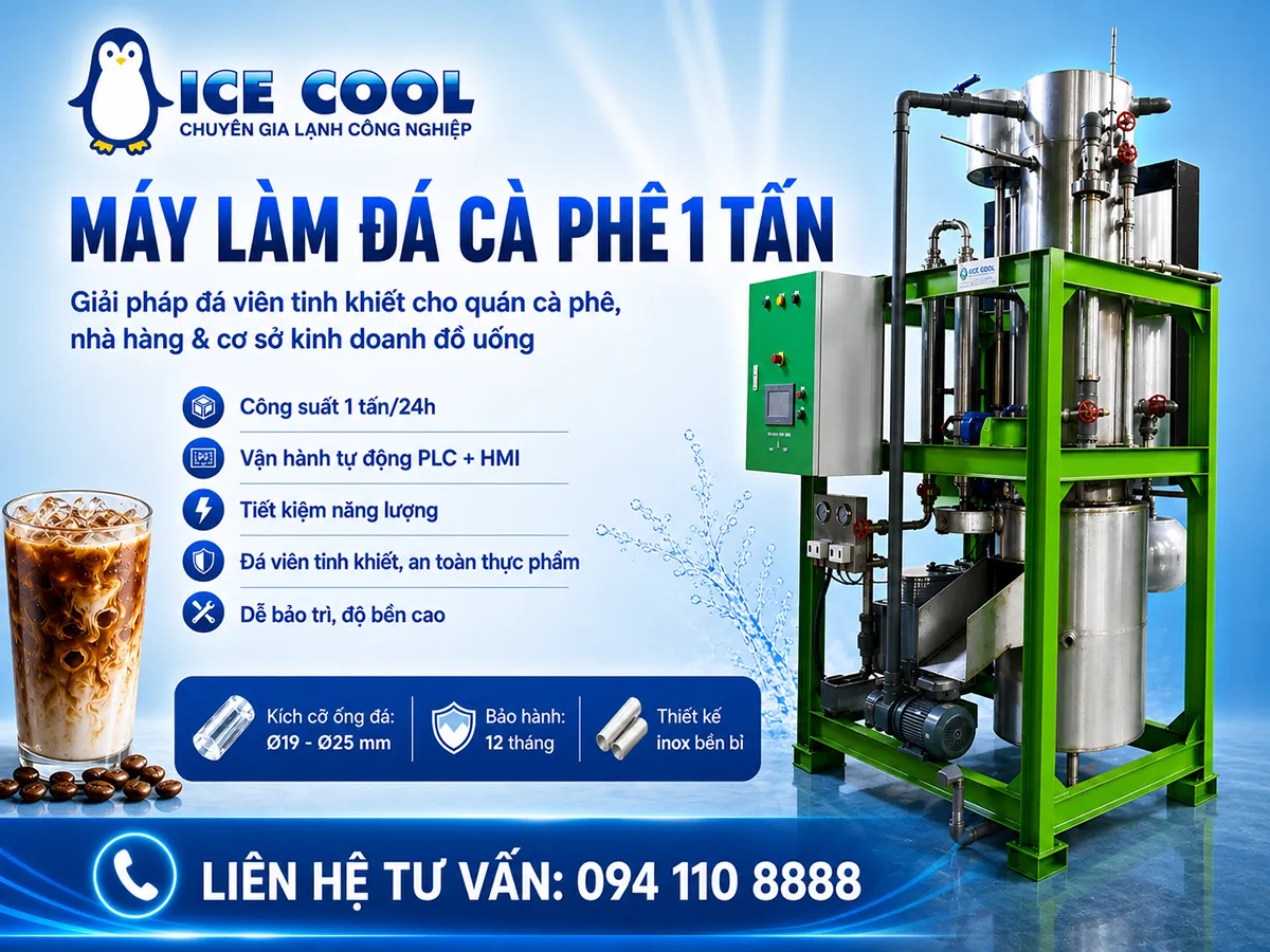 Máy đá cà phê 1 tấn ICE COOL chất lượng cao