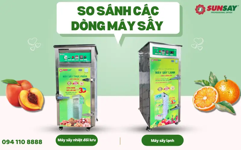 So sánh các dòng máy sấy thực phẩm và máy sấy lạnh SUNSAY