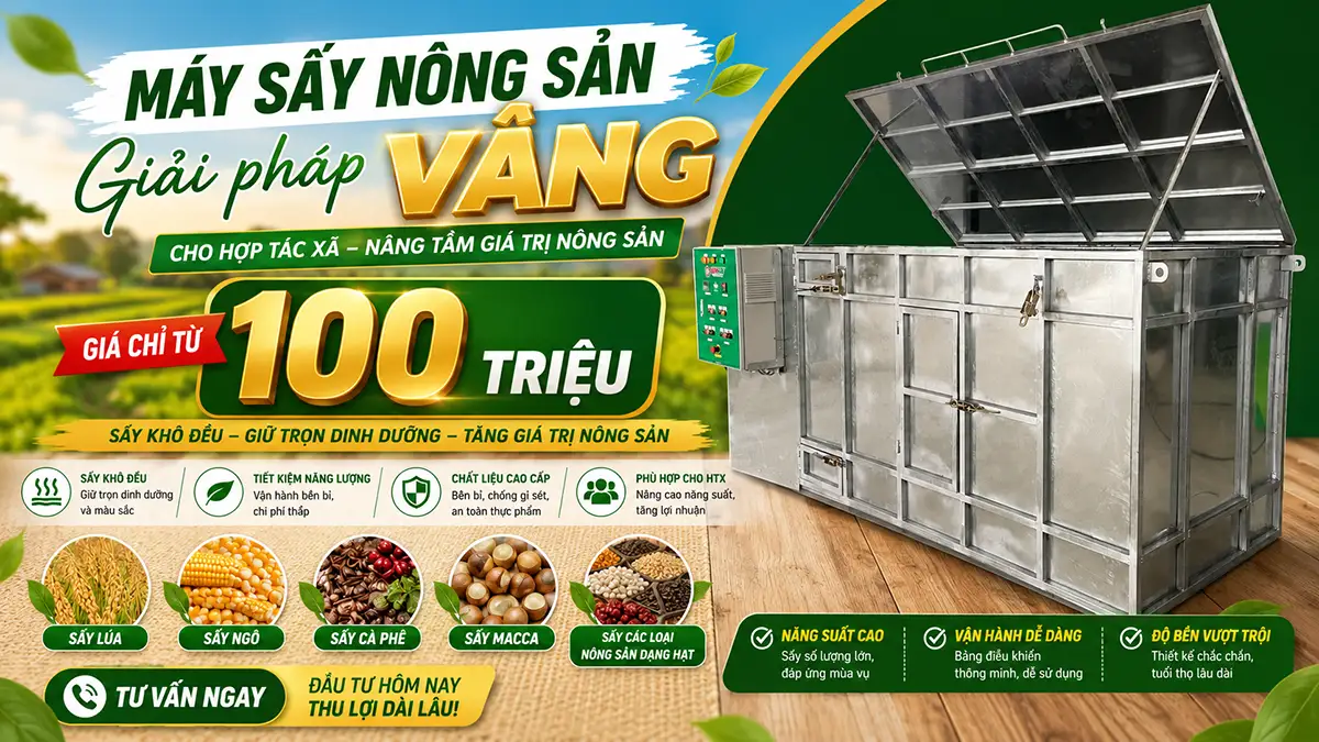 Giá máy sấy nông sản cho hợp tác xã: Đầu tư bao nhiêu là hợp lý?