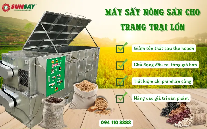 Máy sấy nông sản cho trang trại lớn – Giải pháp công nghệ giúp nông dân làm giàu