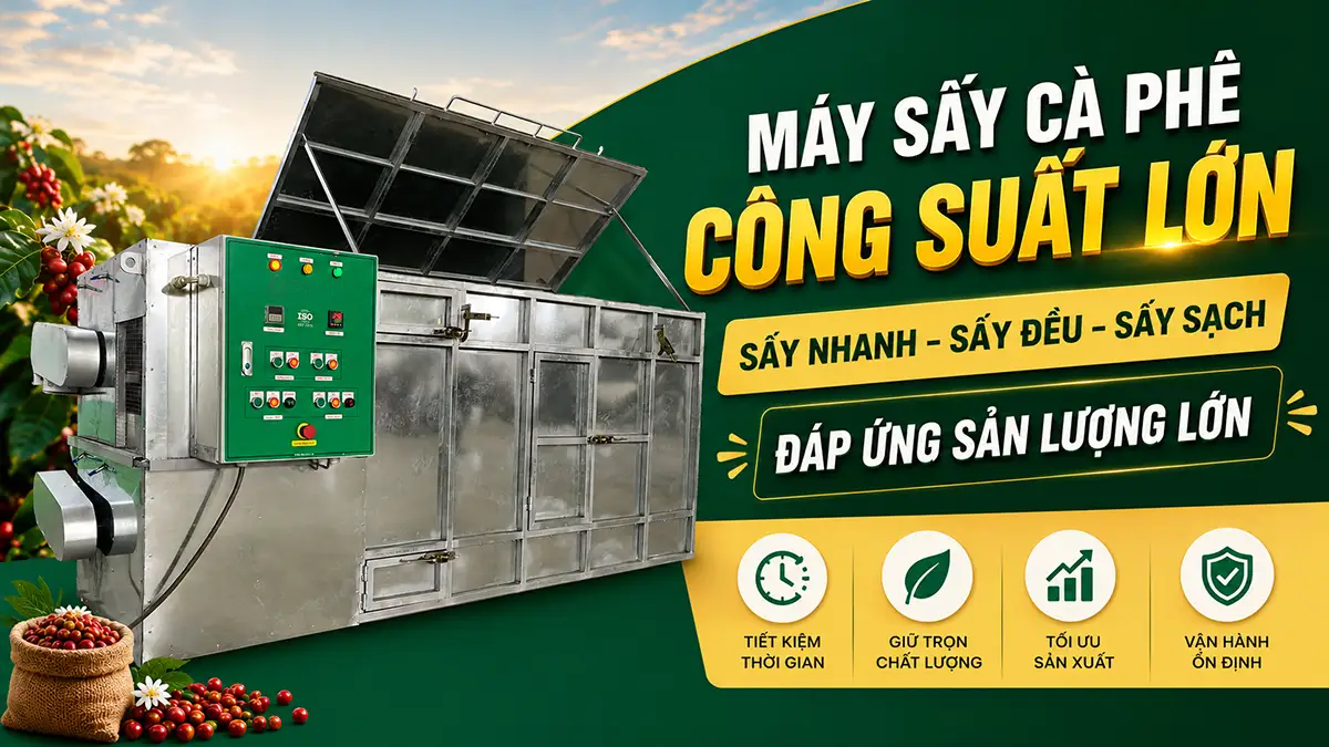 Máy sấy cà phê đáp ứng sản lượng lớn: Bí quyết tối ưu chi phí và thời gian