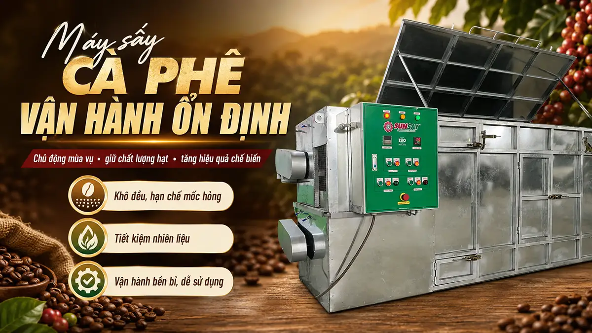 Đầu tư máy sấy cà phê vận hành ổn định: Lợi nhuận bền vững từ hiệu suất chế biến cao