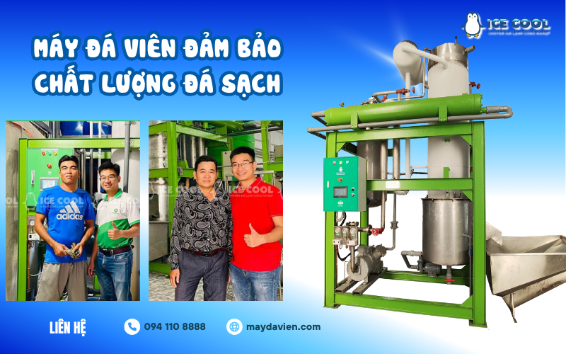 Máy đá viên đảm bảo chất lượng đá sạch