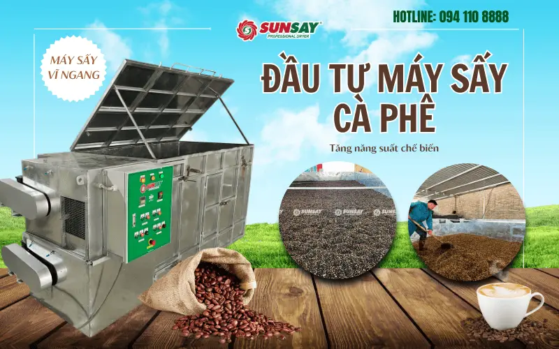 Máy sấy cà phê tăng năng suất chế biến