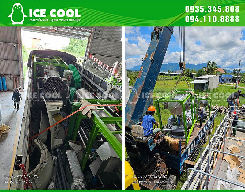 Đội ngũ kỹ thuật của ICE COOL lắp đặt máy một cách cẩn thận và chuyên nghiệp