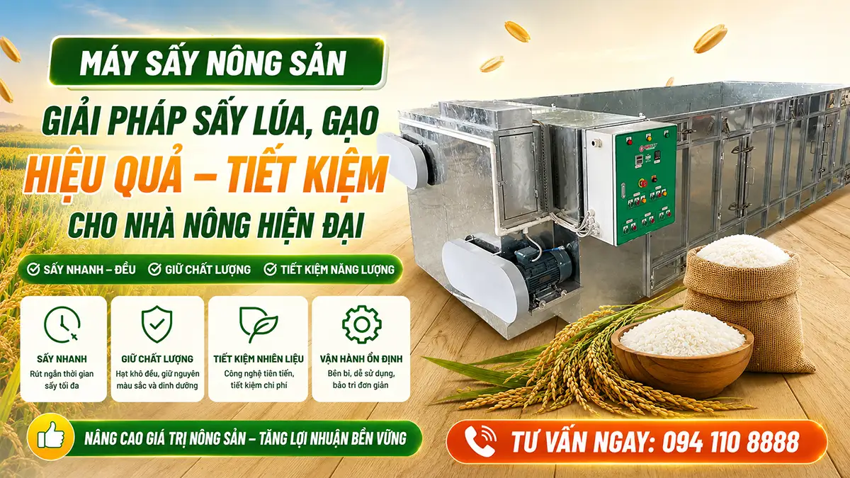 Máy sấy nông sản phù hợp cho lúa gạo – Giải pháp bảo quản hạt sau thu hoạch hiệu quả