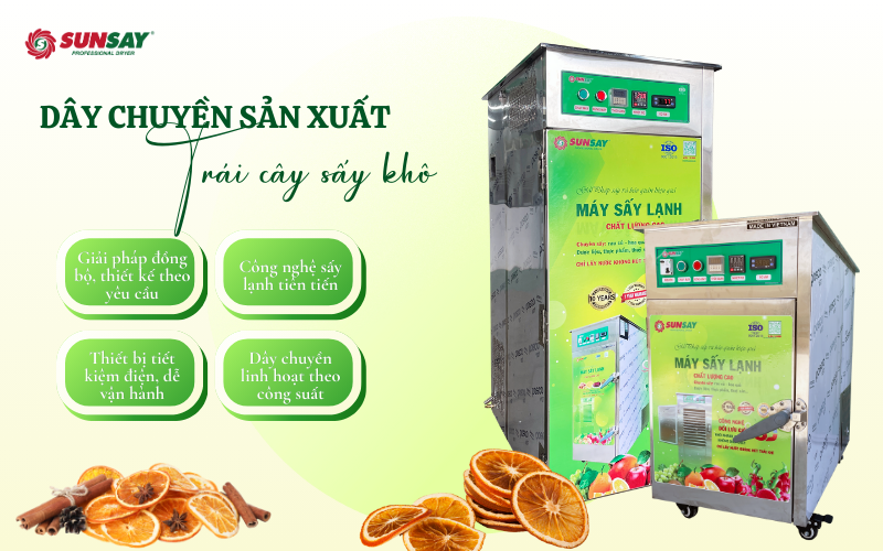 Dây chuyền sản xuất trái cây sấy khô SUNSAY