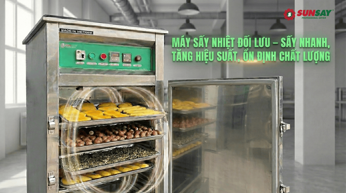 Máy sấy nhiệt đối lưu phù hợp sấy nhanh giúp rút ngắn thời gian, tăng hiệu suất ra sao?