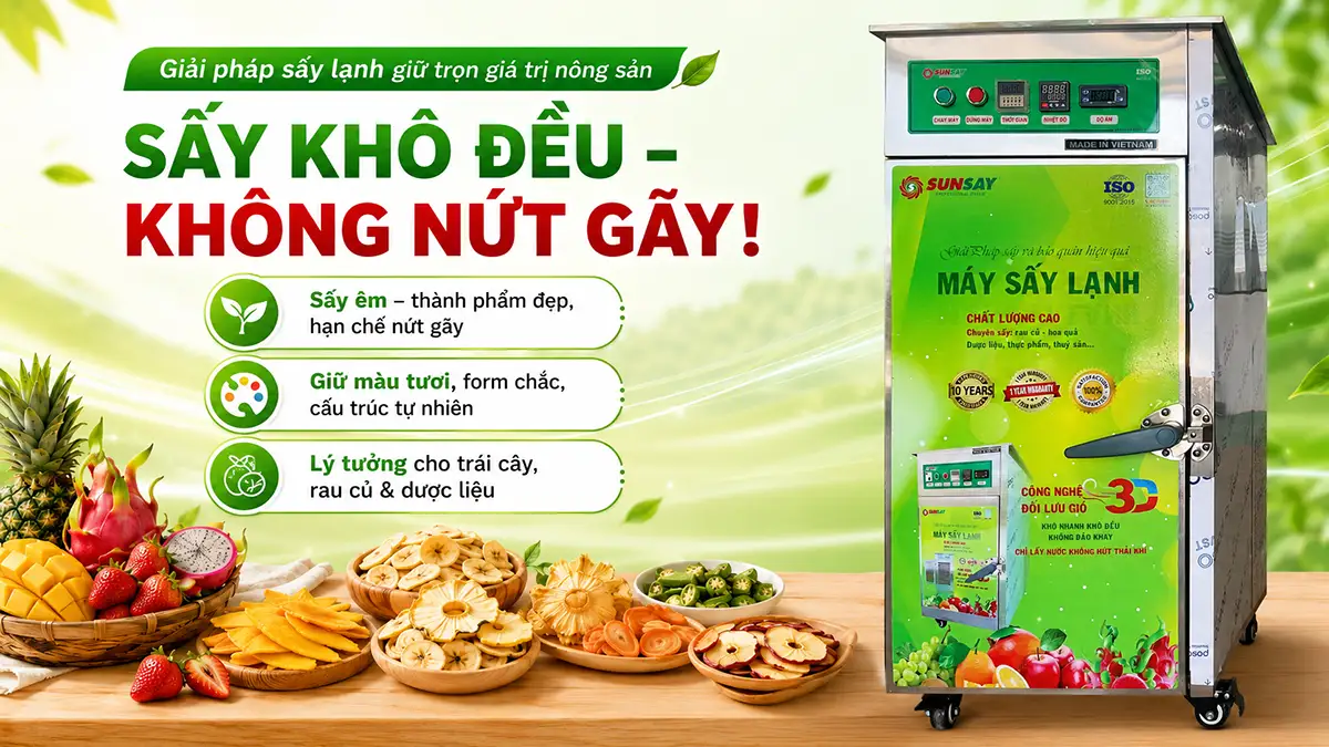 Máy sấy lạnh sấy sản phẩm không nứt gãy