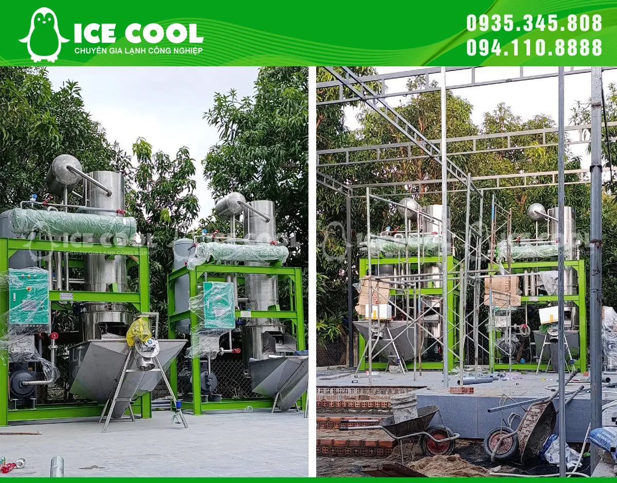 Máy được đặt đến vị trí lắp đặt và bắt đầu lợp mái nhà xưởng