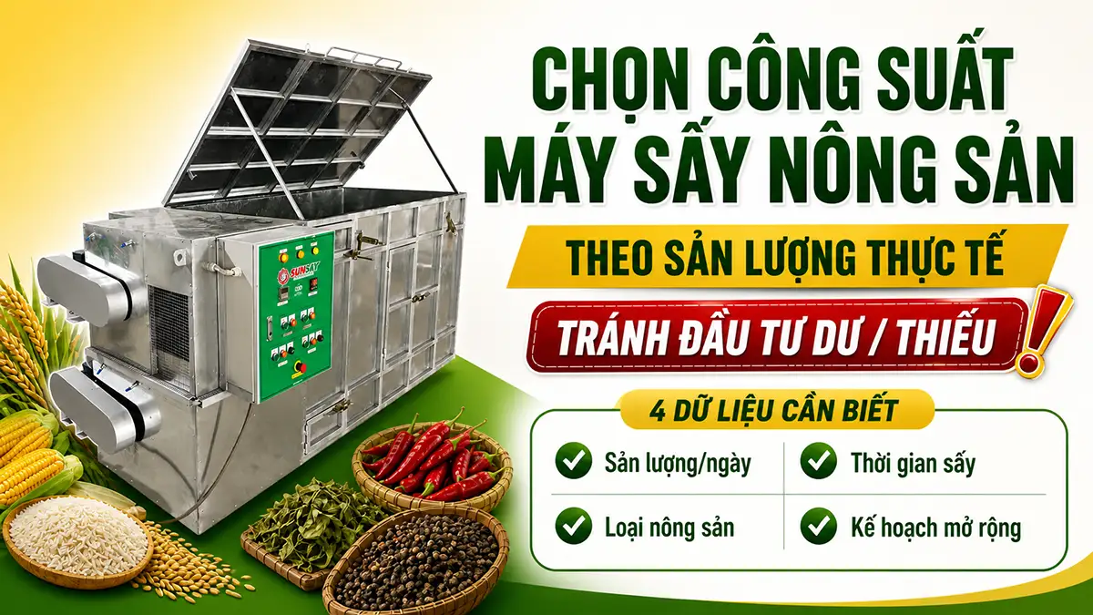 Cách chọn công suất máy sấy nông sản theo sản lượng thực tế để tránh đầu tư dư hoặc thiếu
