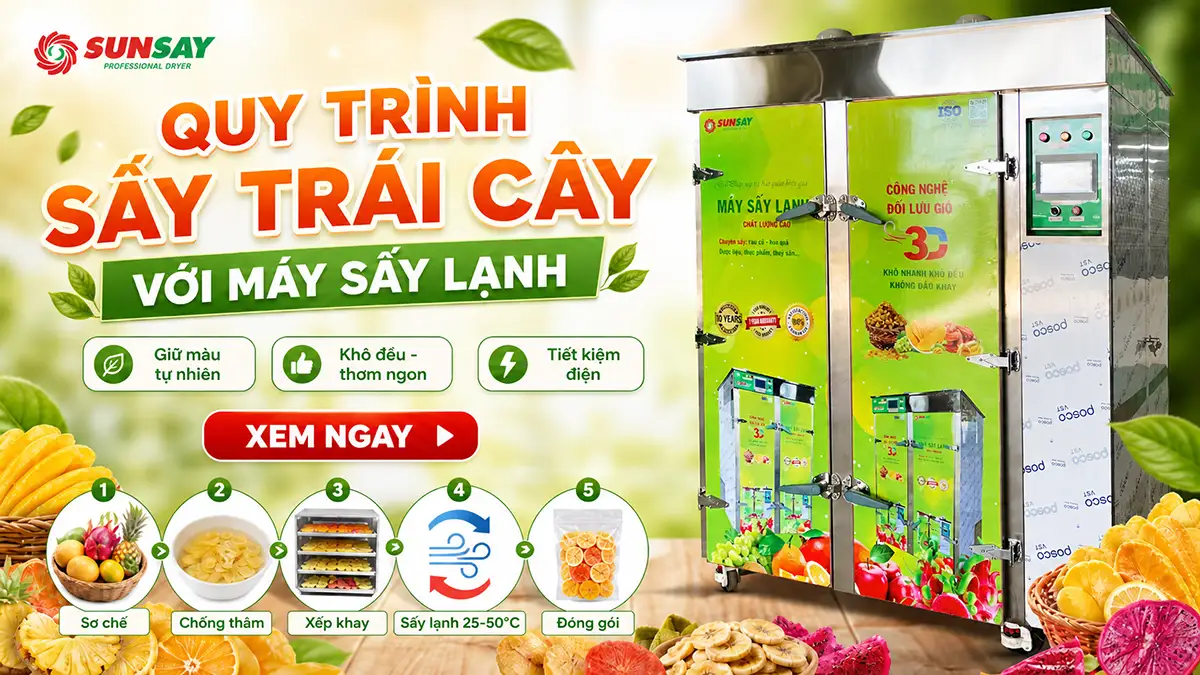 Quy trình sấy trái cây với máy sấy lạnh