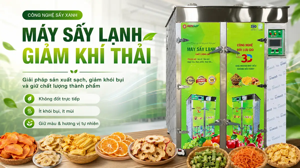 Máy sấy lạnh giảm khí thải khi sử dụng giữa áp lực ô nhiễm từ ngành chế biến