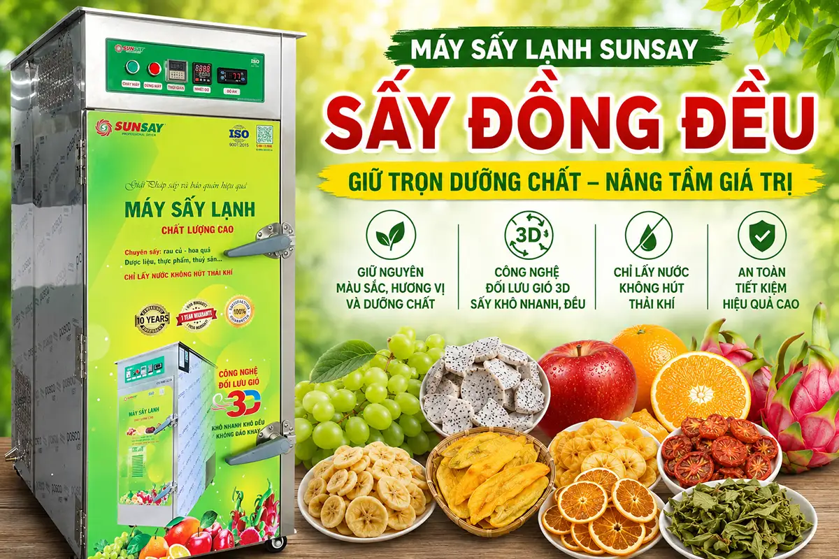 Lo lắng thành phẩm không đạt chuẩn? Máy sấy lạnh sấy đồng đều giúp bạn yên tâm sản xuất
