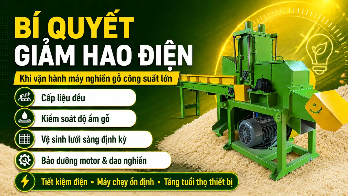 Bí quyết giảm hao điện khi vận hành máy nghiền gỗ công suất lớn