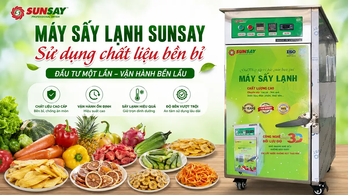 Máy sấy lạnh sử dụng chất liệu bền bỉ kết hợp công nghệ sấy hiện đại, tiết kiệm điện năng