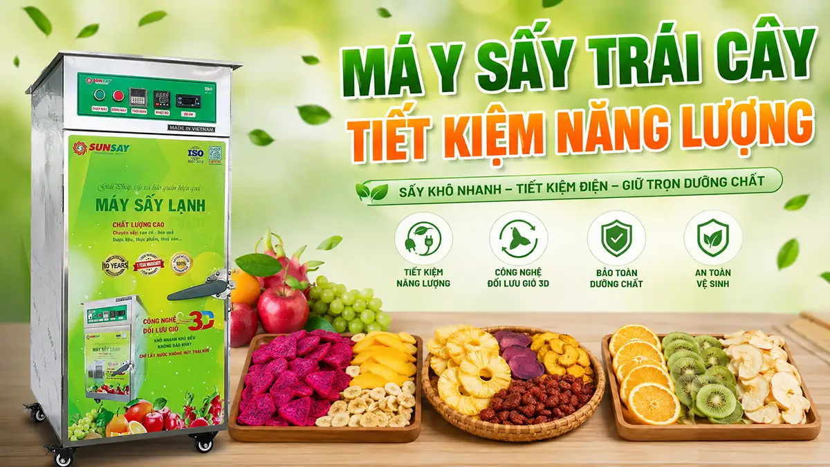 Máy sấy trái cây tiết kiệm năng lượng cho hộ kinh doanh và doanh nghiệp