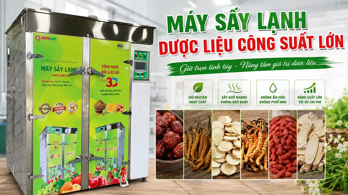 Máy sấy lạnh dược liệu công suất lớn giúp kiểm soát chất lượng từng mẻ sấy