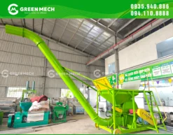 Máy phun viên nén lên container