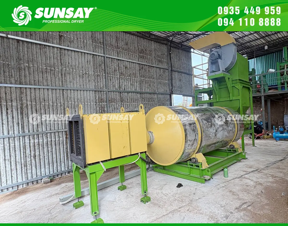 Cung cấp máy sấy thùng quay theo mẻ cho cơ sở sản xuất bột trầm Bình Thuận