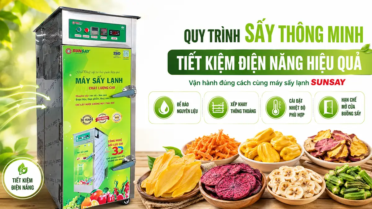 Quy trình sấy giúp tiết kiệm điện năng bằng máy sấy lạnh SUNSAY