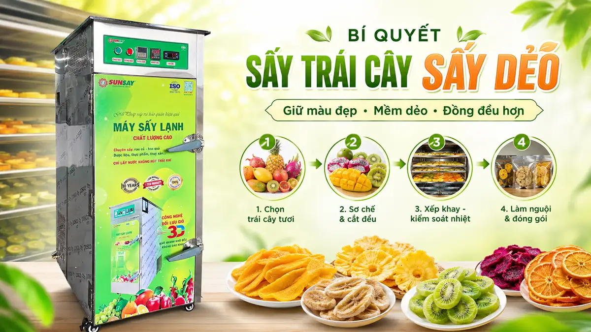 Quy trình sấy trái cây sấy dẻo giúp thành phẩm đẹp và đồng đều hơn