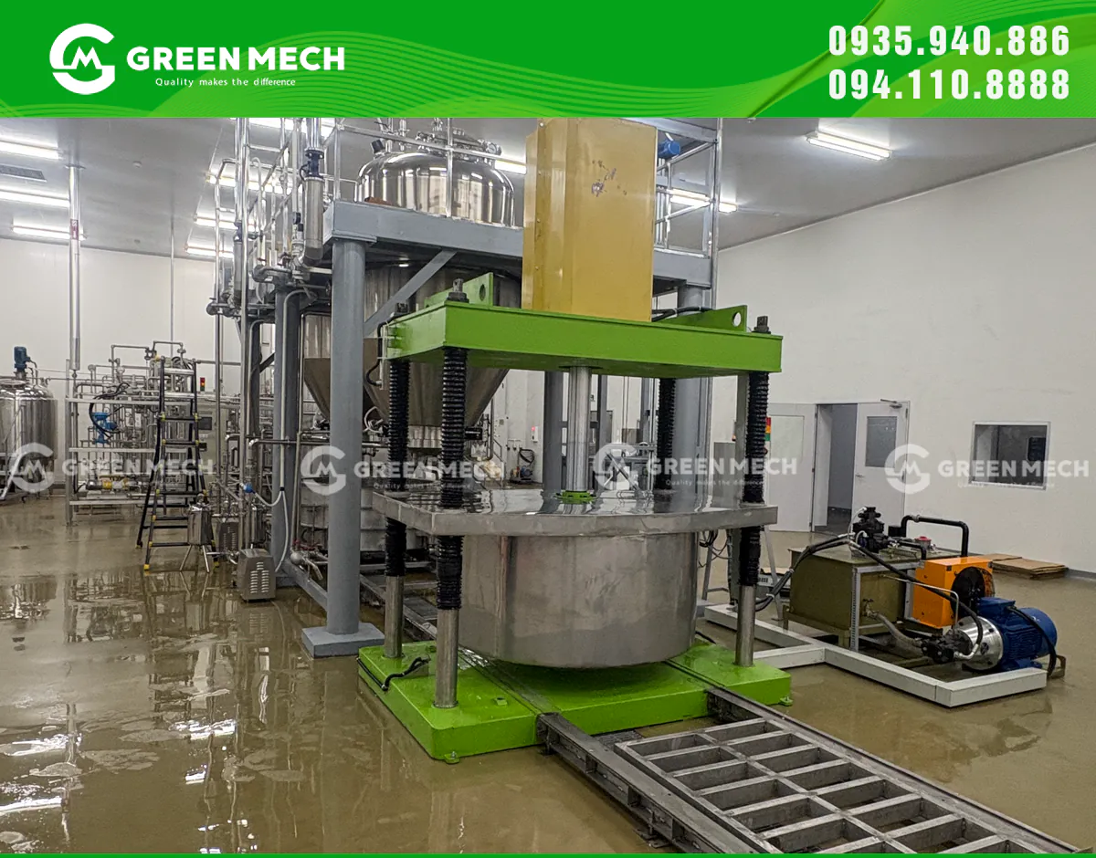 Máy ép thủy lực GREEN MECH 20 tấn xử lý bã trà sau chiết xuất